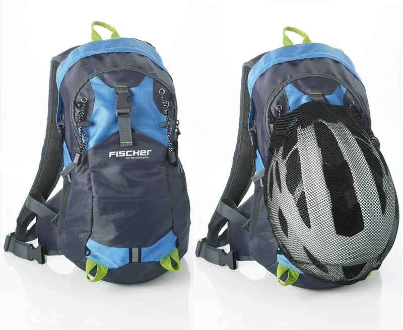 Fischer Backpack with helmet net, hydration bladder opening, rain cover, ergonomic carrying system, waist belt, chest strap