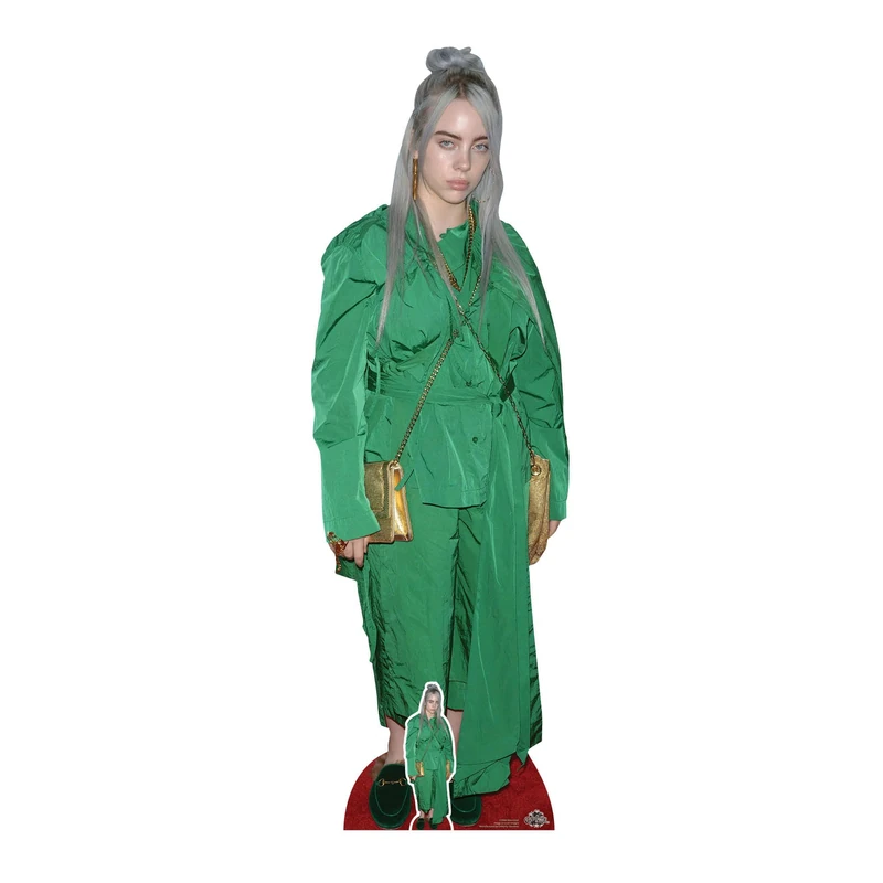 Star Cutouts CS804 Billie Eilish Green Suit Lifesize Cardboard Cutout 161cm with Mini – Indie Pop Icon Party Decoration, Fan Display & Collector Gift - Image 1