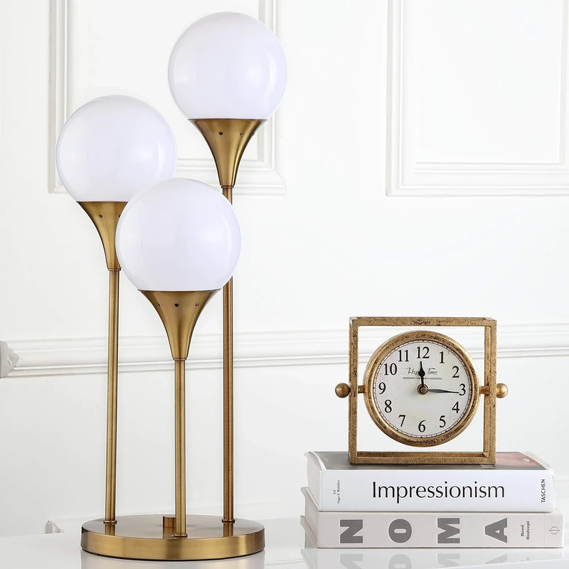SAFAVIEH Modern Metal Table Lamp, in Brass Gold
