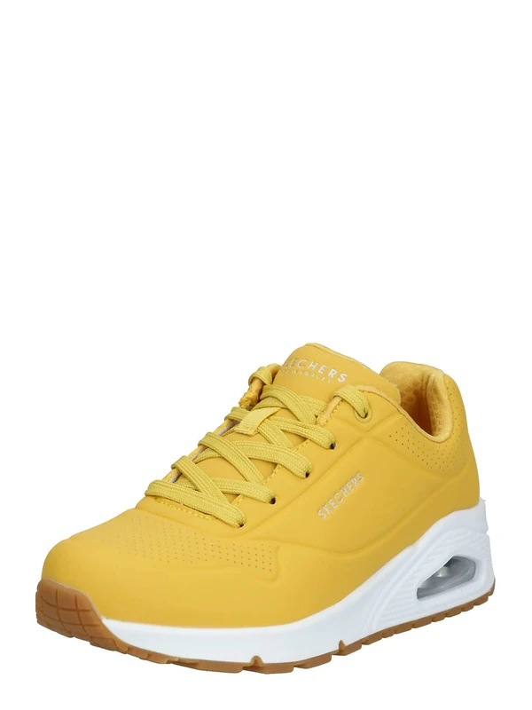 Skechers Women's Uno Stand On Air Trainers, Yellow Durabuck White Midsole, 3.5 UK