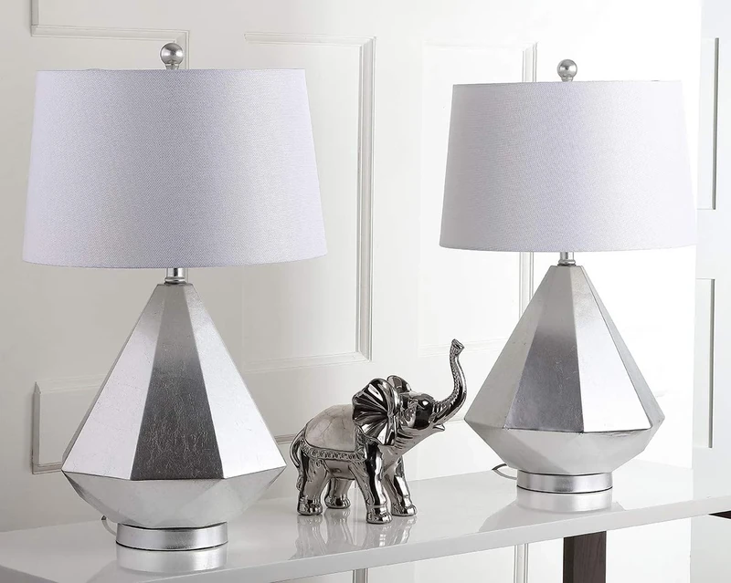 SAFAVIEH Modern Glass Table Lamps - Set of 2, in Silver and White