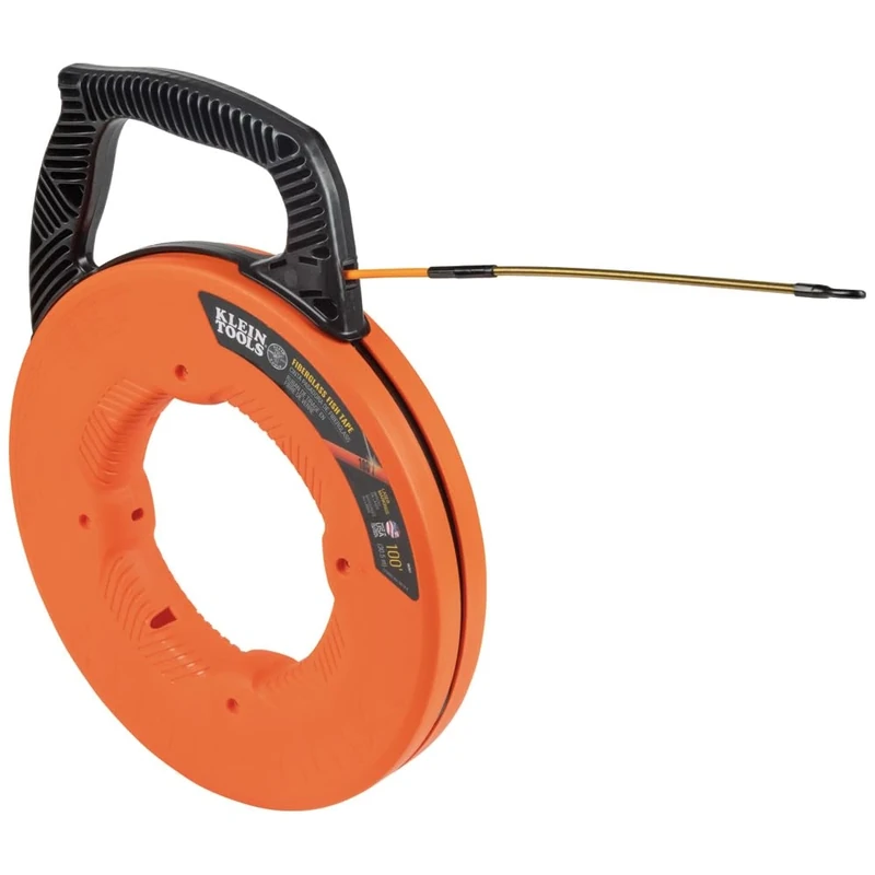 Fish Tape, Fiberglass Wire Puller with Spiral Steel Leader, Optimized Housing and Handle, 30.5 m Klein Tools 56351