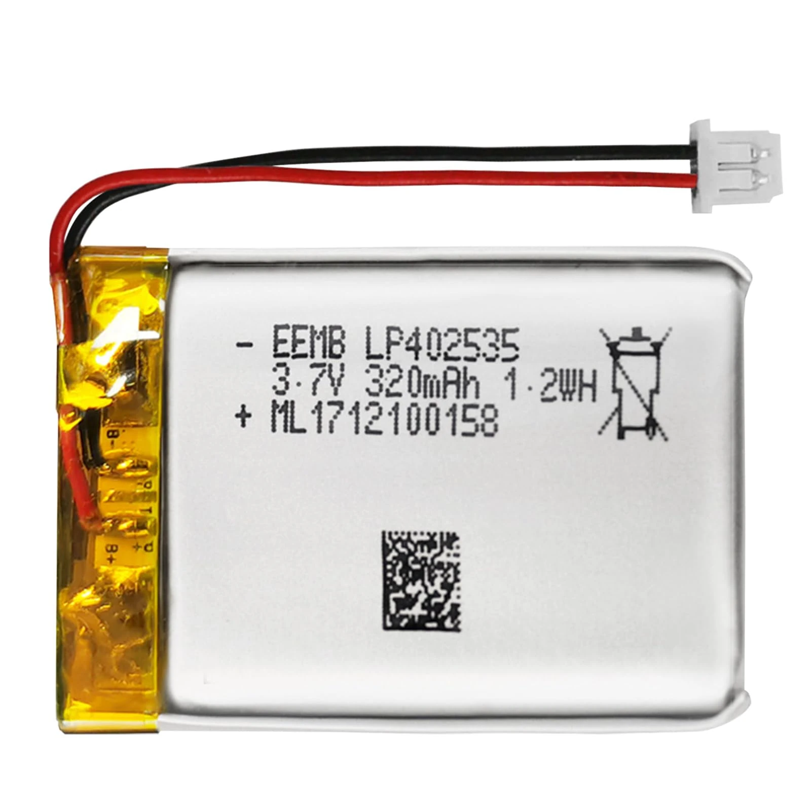 EEMB Lithium Polymer battery 3.7V 320mAh 402535 Lipo Rechargeable Battery Pack with wire Molex Connector for Headphones and Dashcam-confirm device & connector polarity before purchase