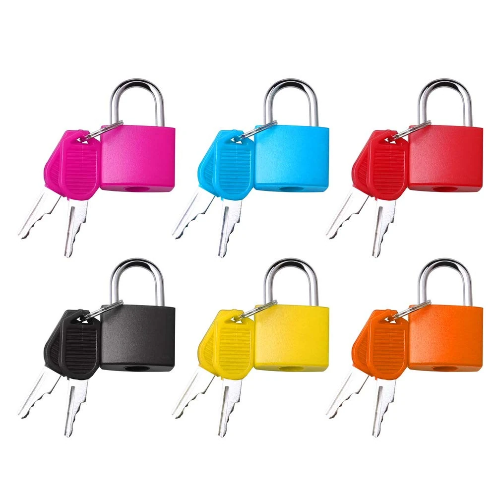 kuou Suitcase Locks with Keys, Small Padlocks Luggage Locks Coloured Metal Padlocks for Travel School Gym (6 Pcs)