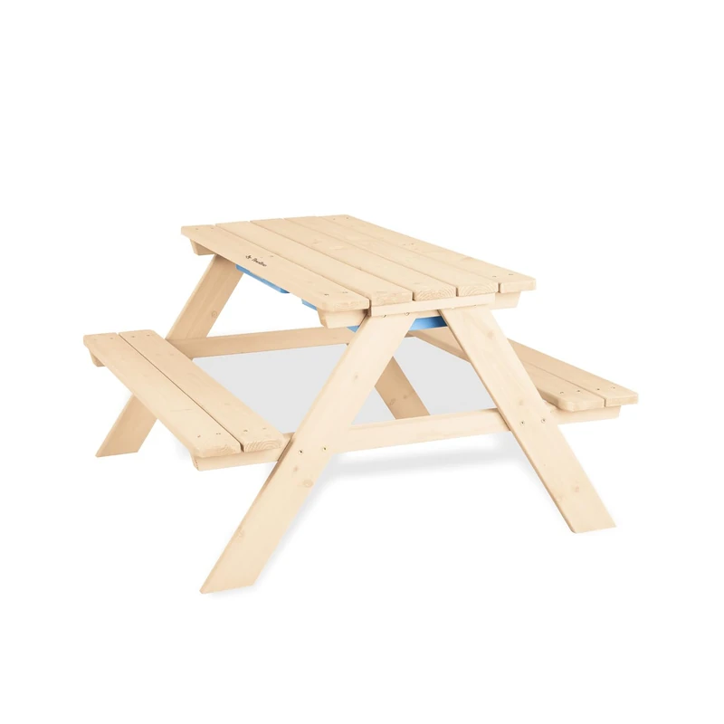 PINOLINO Children's Seat Set for 4, Including 2 Tubs and Removable Worktop, for Children from 2 Years, Made of Solid Wood, Natural - Image 1