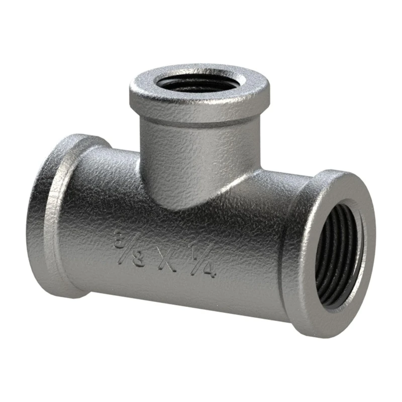 RIEGLER TFT 130-11238 T-Piece 130 IG/IG/IG, Rp 1 1/4, T-branch Rp 3/8, Black Malleable Cast Iron