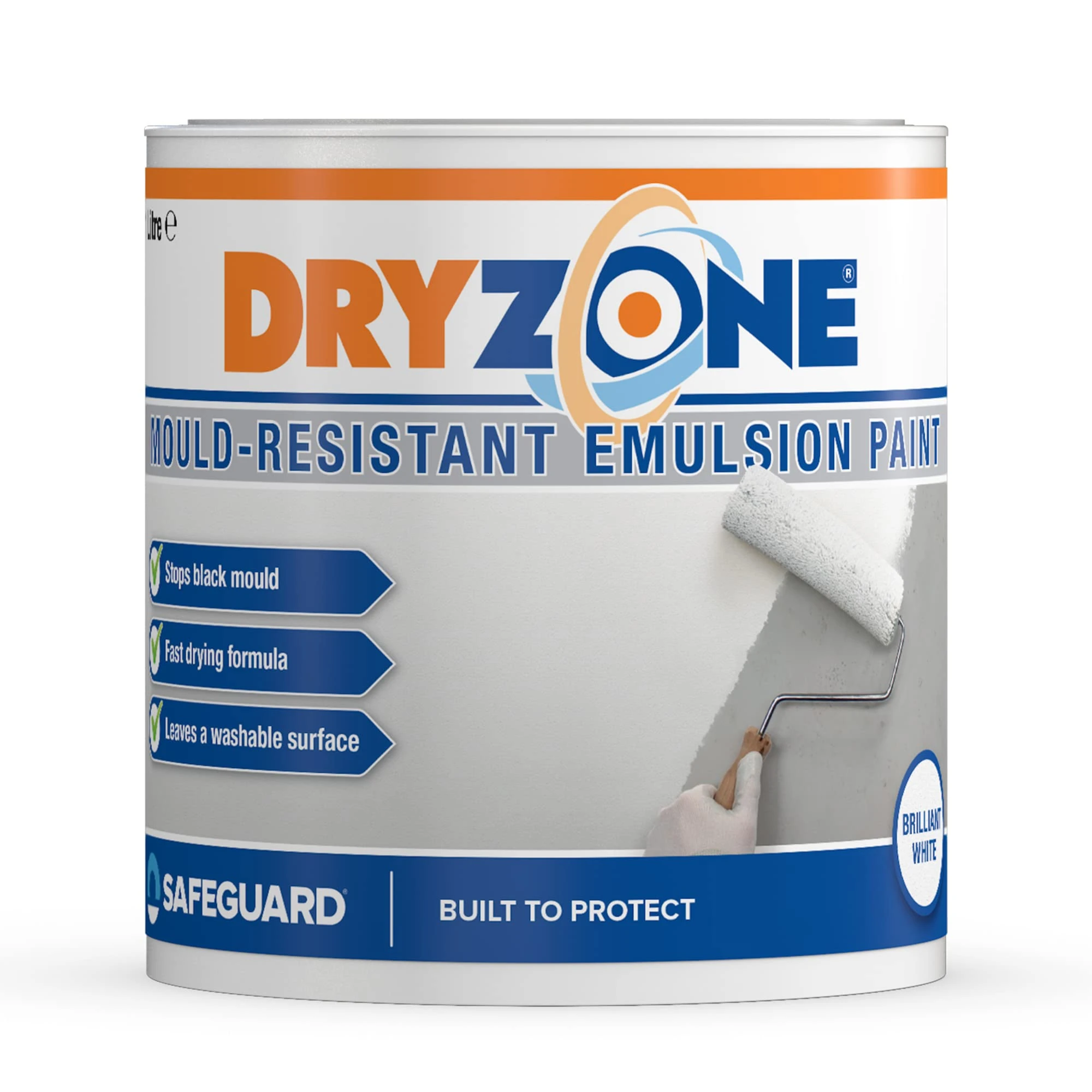 Dryzone Anti Mould Paint 1L Brilliant White Emulsion - Mould Resistant for 5 Years, 10m² - 12m² coverage