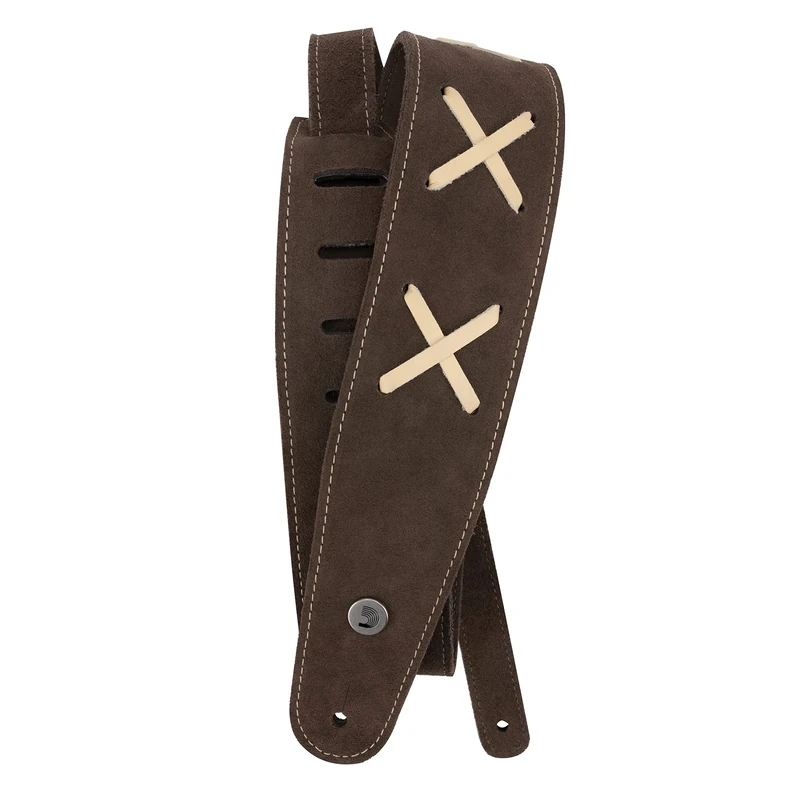 Planet Waves D'Addario Vintage Suede Leather Adjustable Guitar Strap, Brown/Beige