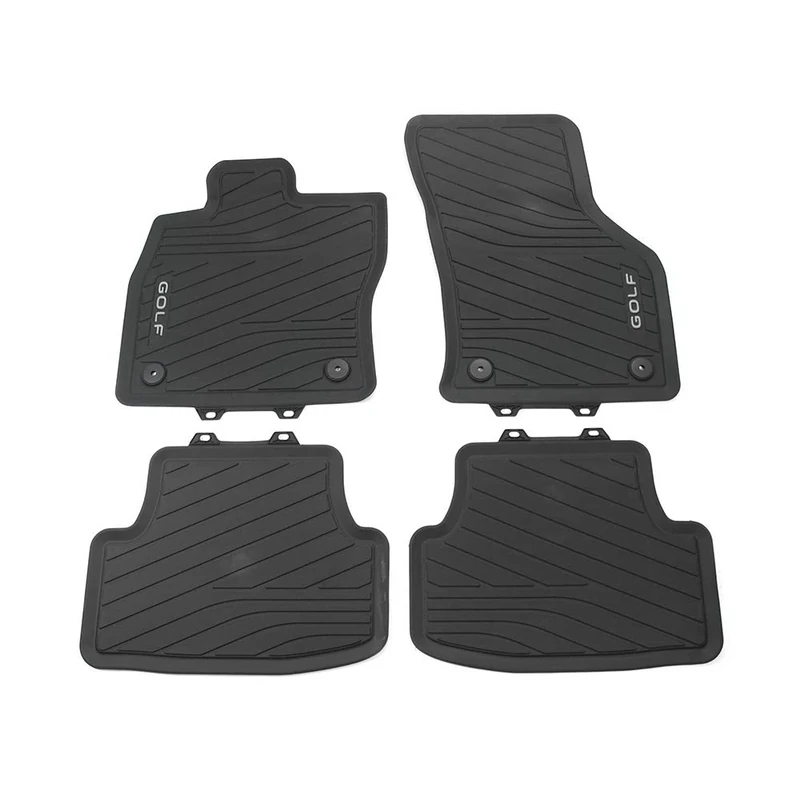Volkswagen 5H106150082V Rubber Floor Mats, Premium All-Weather Mats, 4 x Rubber Mats, with Golf Lettering, Not for Mild-Hybrid MHEV (PR Code 0K4)