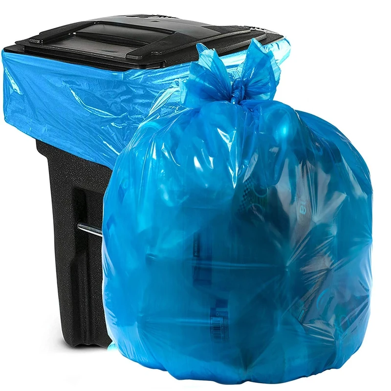 Aluf Plastics 65 Gallon Blue Trash Bags - (Pack of 50) - 2.0 MIL (Equivalent) - Garbage or Recycling Bags 50" x 68" - Large Plastic Can Liners - for Industrial, Home, Contractor, Recycling
