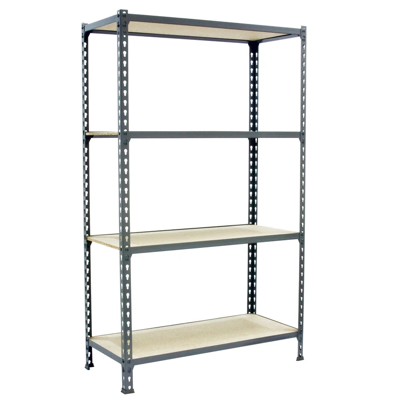 Simon Rack Garage Shelving Unit 1500x1000x400 mm, 4 Tier Metal Rack with 16 mm MDF Shelves, 150 kg per Shelf, Grey/Wood – Maderclick