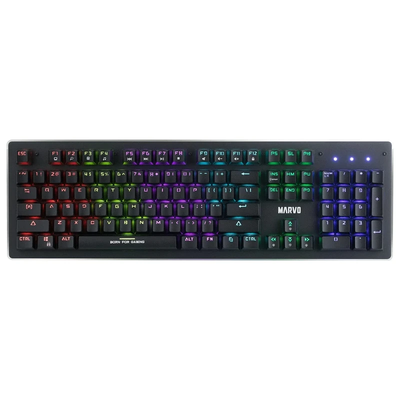 Marvo KG909 Mechanical Gaming Keyboard - Rainbow Backlit with LED for Each Key, Anti Ghosting Keys, Blue Switches, UK Layout