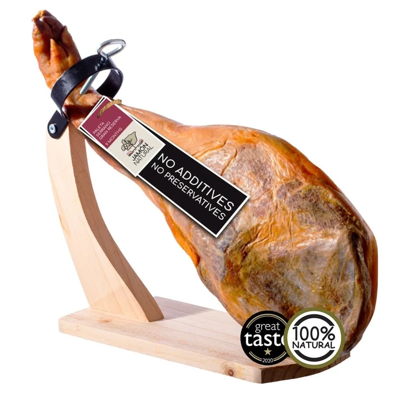 Award-Winning Serrano Ham Leg with Stand | Whole Paleta Shoulder 4-4.5kg | Authentic Spanish Jamon | 100% Natural