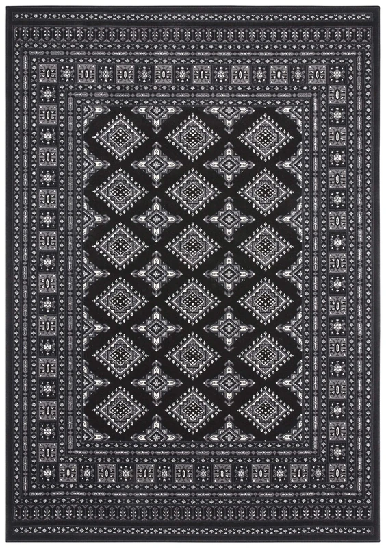 Nouristan Sao Buchara Oriental Short Pile Rug 120 x 170 cm Black