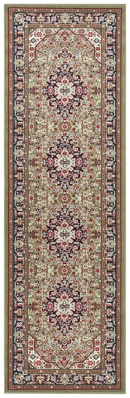 Nouristan Oriental Short Pile Rug Skazar Isfahan Green 80 x 250 cm