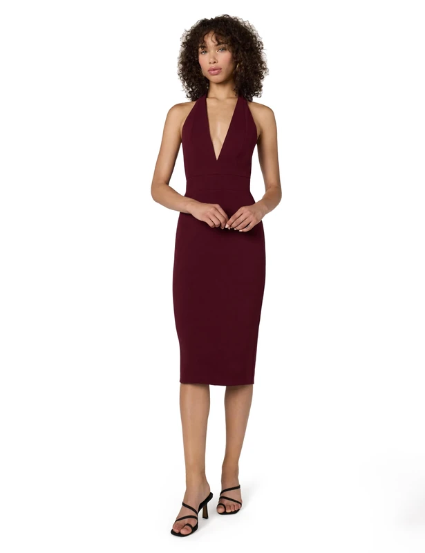 Dress the Population Women's Vanessa Dress, Burgundy, Large