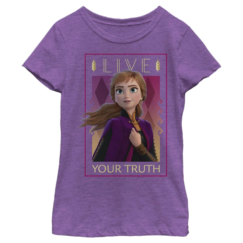 Disney Girls' Anna Lives Truth T-Shirt, Purple Berry, L