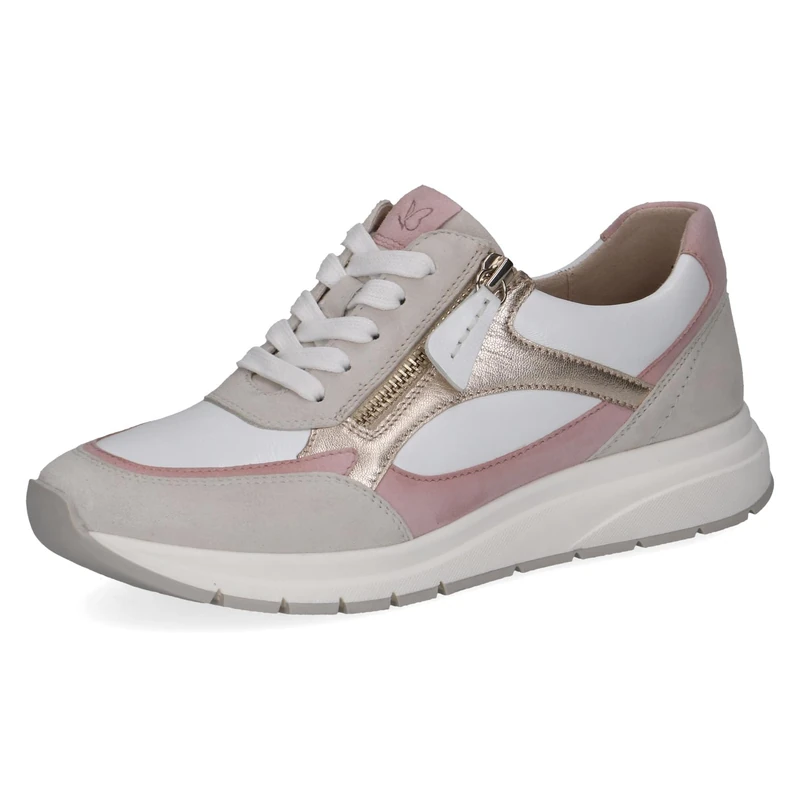 CAPRICE Women's Leather Sneakers, White (OFFW PERL COM), 8 UK