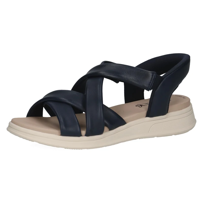 Caprice women's flat sandal in leather, Blue (OCEAN SOFTNAP.), 5 UK