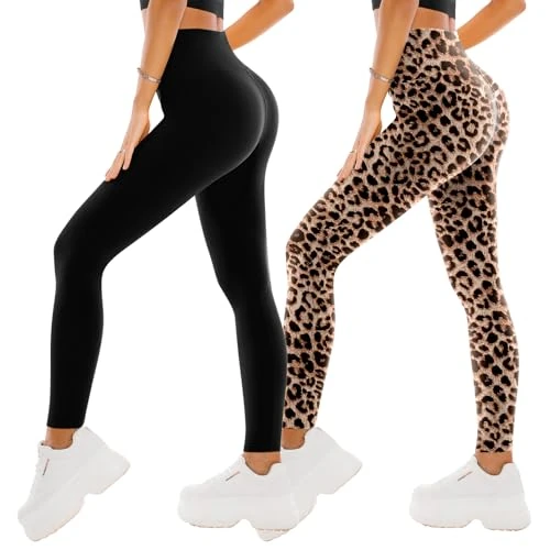 SINOPHANT High Waisted Leggings for Women, Buttery Soft Elastic Opaque Tummy Control Leggings,Plus Size Workout Gym Yoga Stretchy Pants