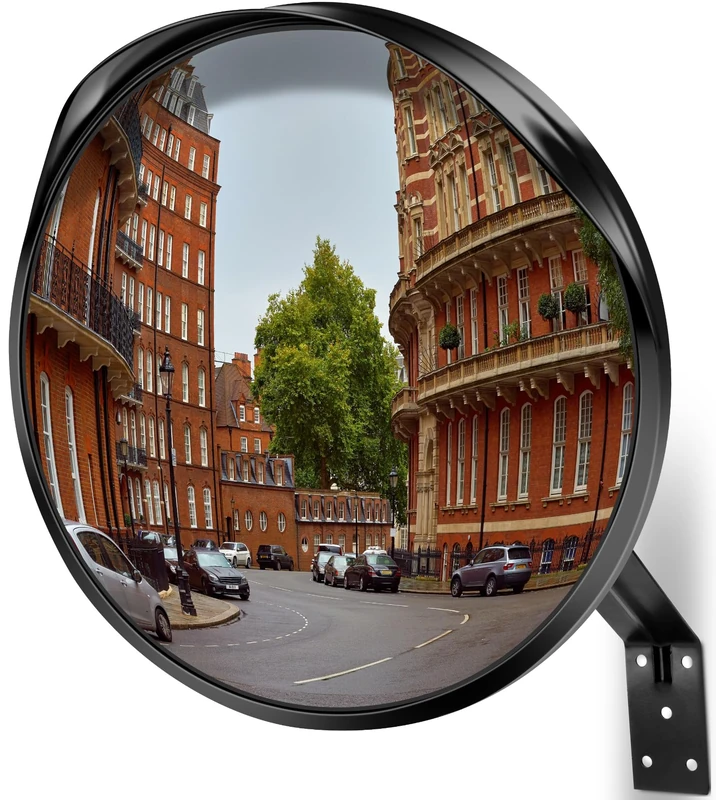 Convex Mirror for Garage and Driveway Park Assistant, 12 inch Adjustable Wide Angle View Curved Security Mirror byAngooni (Support Indoor and Outdoor)