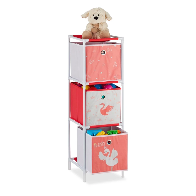 Relaxdays Children's Toy Shelf with 3 Swan Design Boxes