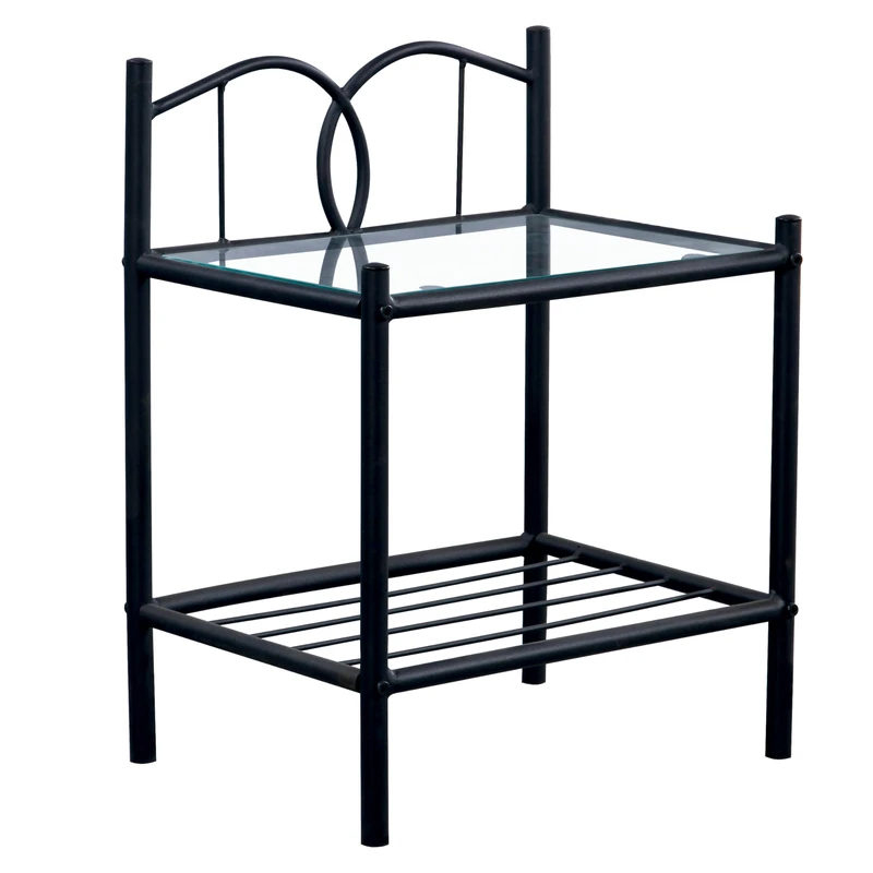duehome | Bedside Table, Bedroom Table, Wrought iron finish, Model Cynthia, Measurements: 46 cm (W) x 60 cm (H) x 35 cm (D) - Image 1