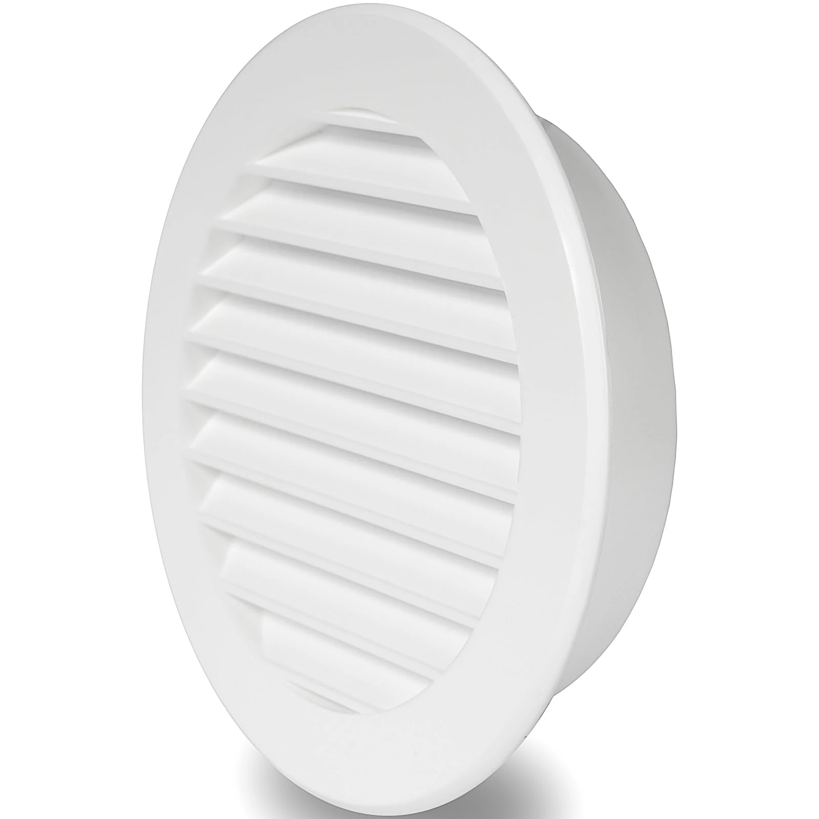 4'' Inch / 100 mm Plastic Vent Cover White - Round Soffit Vent - Exhaust Ventilation Louver - Air Inlet Grille Cover - Built-in Screen Mesh - HVAC Ventilation