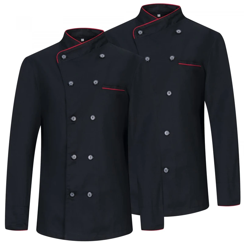 MISEMIYA Women's Pack of 2 Chef Jacket MZ-2-844, Black/White, 3XL
