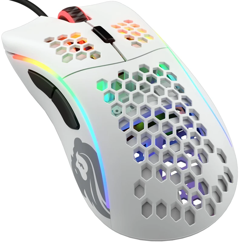 Glorious Gaming Model D Wired Gaming Mouse - 68g Superlight Honeycomb Design, RGB, Ergonomic, Pixart 3360 Sensor, Omron Switches, PTFE Feet, 6 Buttons - Matte White