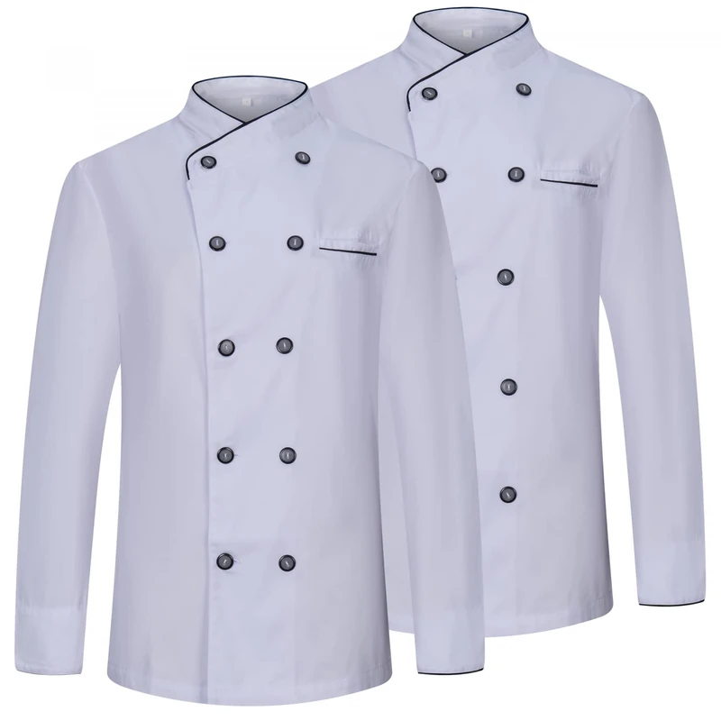 MISEMIYA Women's Pack of 2 Chef Jacket MZ-2-844, White, L