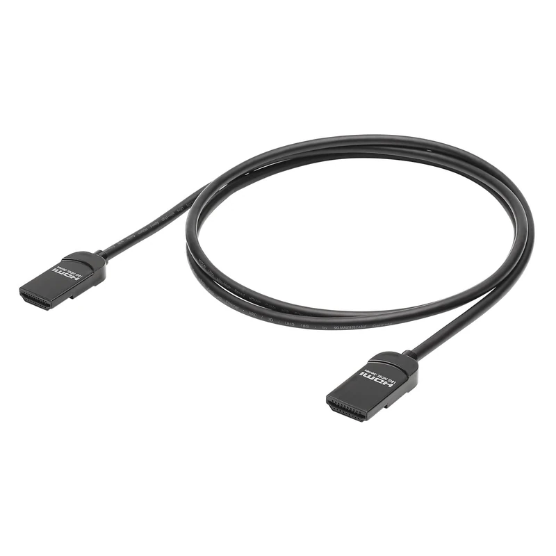 Hicon HI-HDSL-0200 HDMI Cable Ultra Slim Fit 3.6 mm Male 4K 50/60fps UHD Premium High Speed 18 GBit/s HDR 10 3D with Ethernet up to 2 m Compact Highly Flexible 2 m