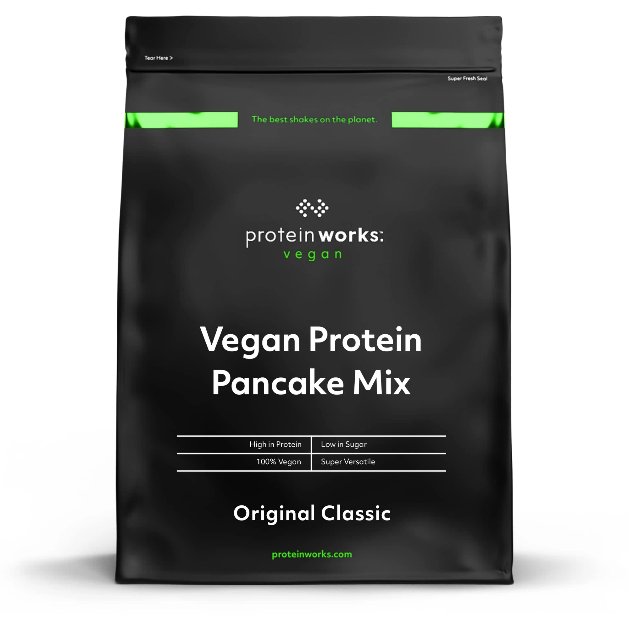 Protein Works - Vegan High Protein Pancake Mix | Low Sugar & High Protein | Slow Release Carbs | High Protein Breakfast | Plant Based Breakfast | 6 Servings | Natural | 500g