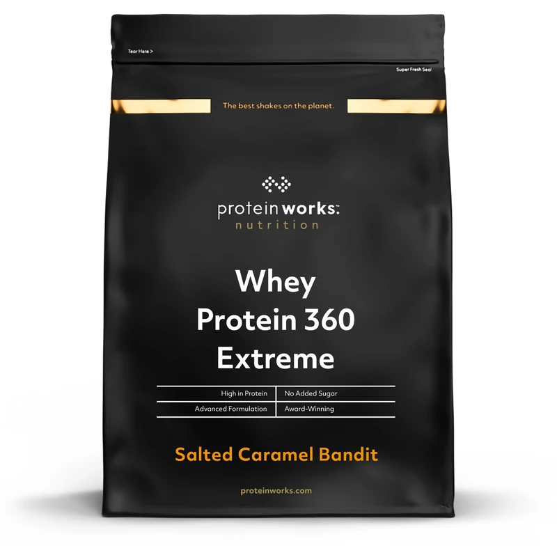 Protein Works | Whey Protein 360 - Platinum Innovation, Premium Whey Protein Blend, Electrolytes, Probiotics, Digestive Enzymes, 26 Vitamins & Minerals, Salted Caramel Bandit, 34 Servings, 1.2lg