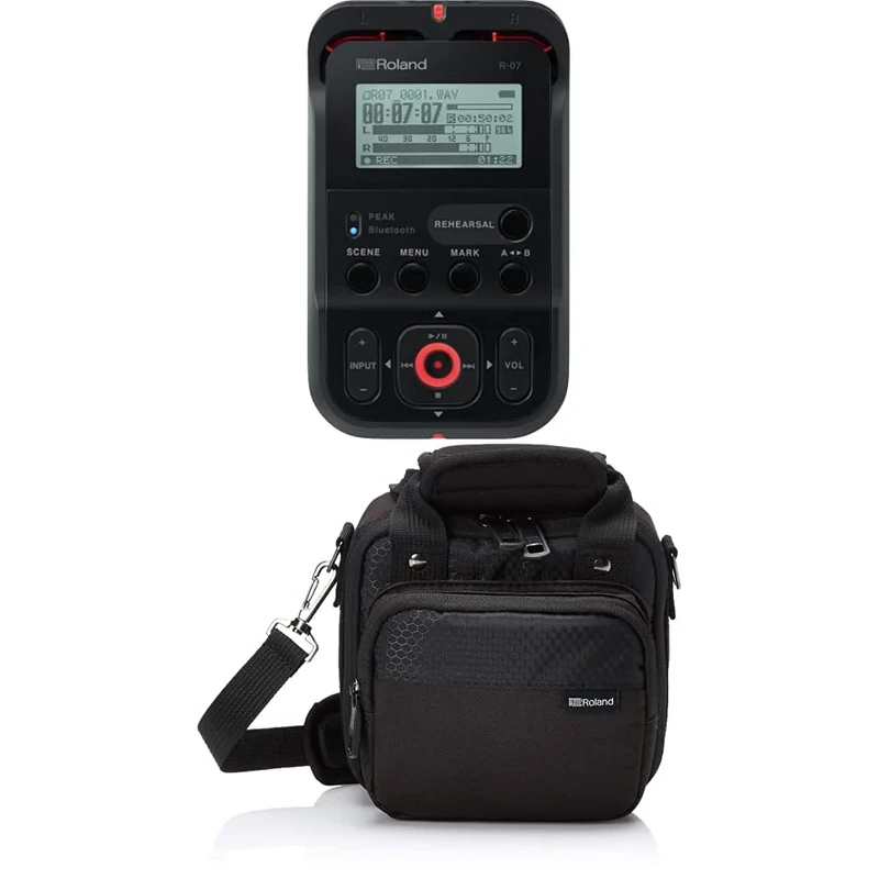 Roland R-07 High-Resolution Portable Audio Recorder with Over-shoulder Carry Case