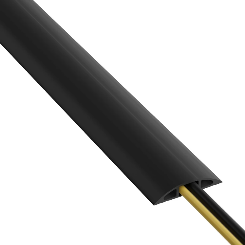 D-Line 4.5m Floor Cable Protector, Wire Cover, Cable Management Solution, Cable Channel to Protect Wires & Prevent Cable Trips - 4.5m Length, Cable Cavity = 17mm (W) x 9mm (H) - Black