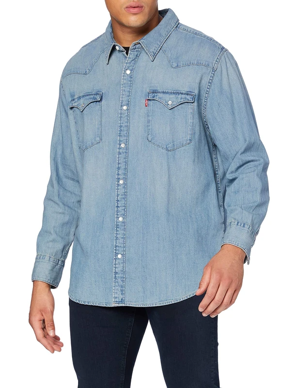 Levi's Men's Big & Tall Barstow Western Shirt Red Cast Stone (Blue) 1XL -