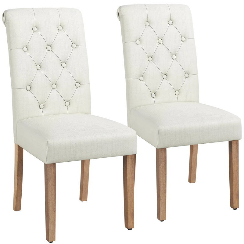 Yaheetech Upholstered Dining Chairs Set of 2 Kitchen Chairs with Back Padded Dining Chair for Home, Restaurant, Beige