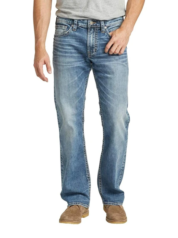 Silver Jeans Co. Men's Zac Relaxed Fit Straight Leg Jeans, Classic Dark Indigo, 29W x 34L