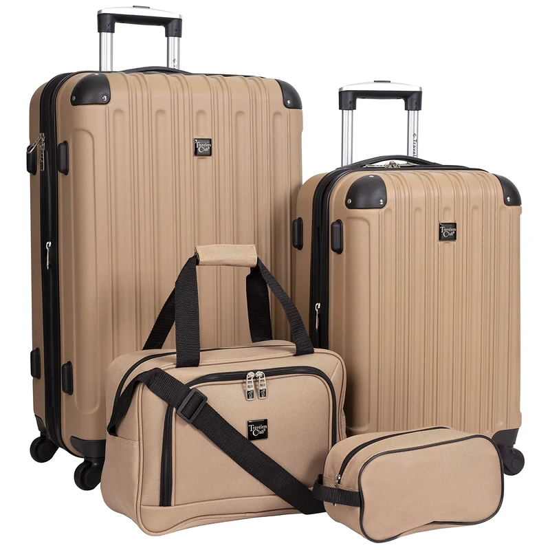 Travelers Club Midtown Hardside 4-Piece Luggage Travel Set, Tan, 4-Piece Set