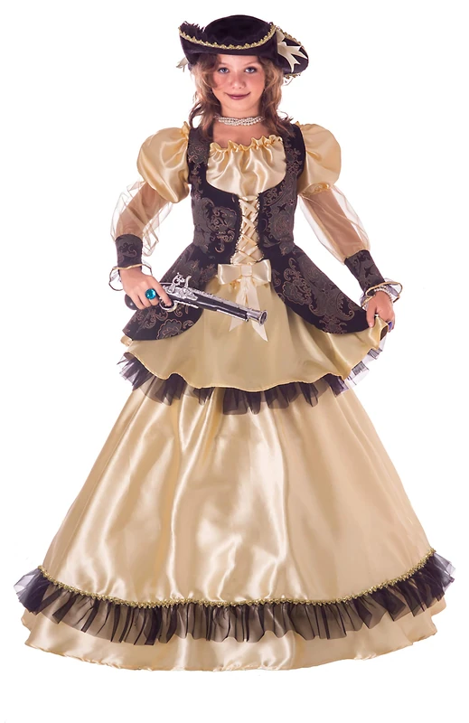 Ciao 26324.5-7 Queen of The Pirates Costume Girl 2-in-1 (Size 5-7 Years), Unisex, Brown
