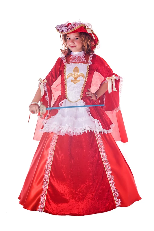 Ciao 26325.5-7 Lady Musketeer Costume Girl 2-in-1 (Size 5-7 Years), Unisex, Red/White