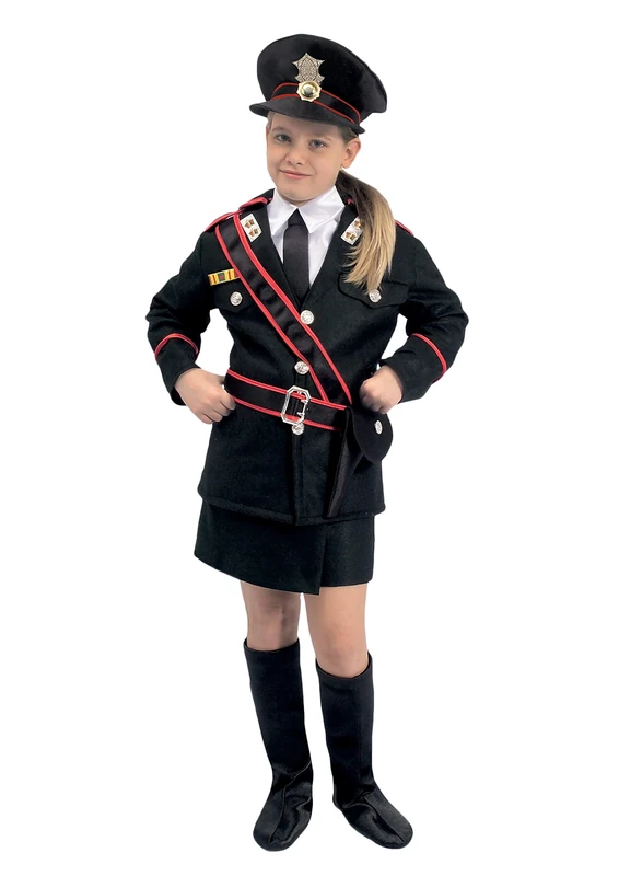 Ciao 26078.7-9 Carabiniere Costume Girl (Size 7-9 Years), Unisex, Black