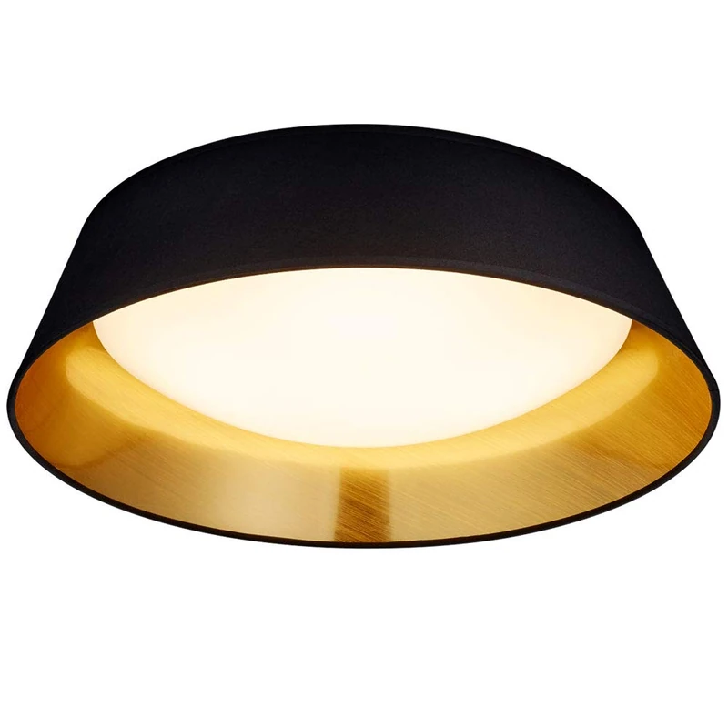Reality Leuchten Ponts R62871879 LED Ceiling Light Acrylic White Black/Gold-Coloured Fabric Shade Includes 18 Watt LED - Image 1