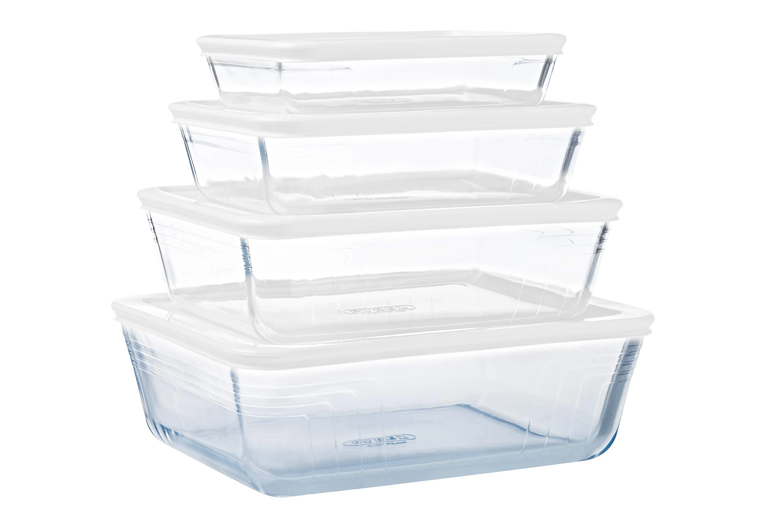 Pyrex® Cook & Freeze Set of 4 Glass Dishes with Airtight Lids (0.8 L, 1.5 L, 2.6 L, 4 L) - Special Freezing - BPA Free