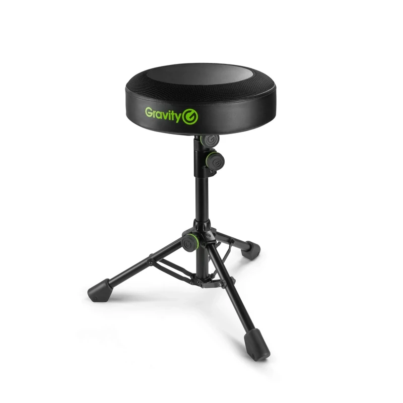 Gravity FD SEAT 1 - Round Musicians Stool, Foldable, Adjustable Height, Black