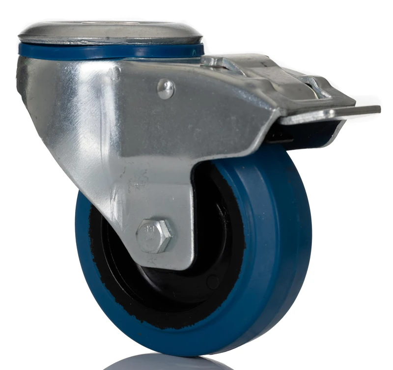 RS PRO, Braked, swivel castor, wheel diameter 100 mm, 180 kg, Ges H. 131 mm, wheel B. 40 mm, single bolt, rubber material