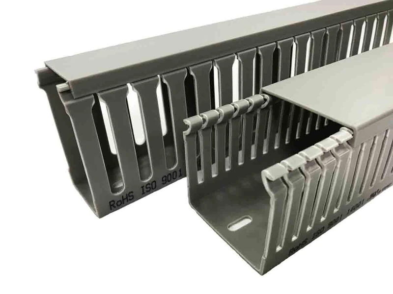 RS PRO Wiring Duct Grey 60 mm x 60 mm Length 1 m Plastic Side Wall Open Pack of 4 - Image 1