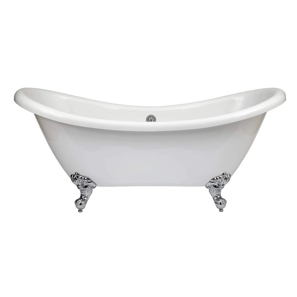 Milano Legend White 1750mm x 730mm Double Ended Freestanding Slipper Bath Chrome Ball Claw Feet