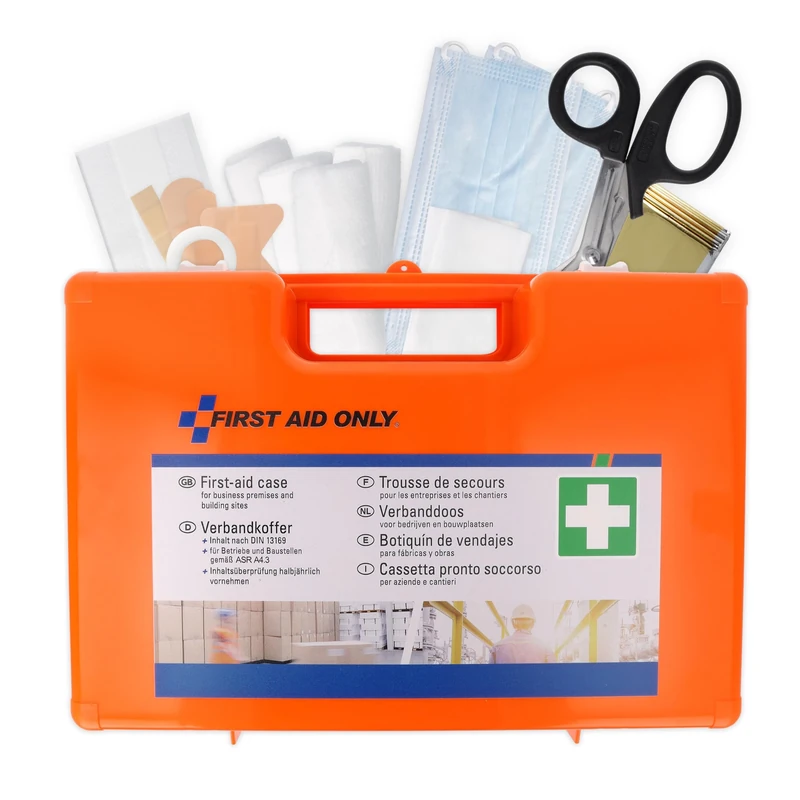 First Aid Only First-aid Box, First-aid case, Emergency kit, DIN 13169 Contents, Wall-mountable, Portable, Small, P-10033